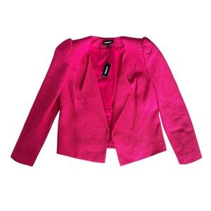 NWT $138 Express Hot Pink Blazer Business Casual Tweed Texture Jacket